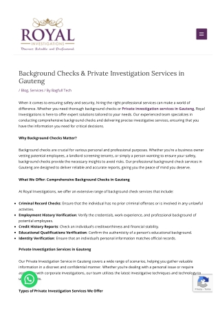 Background Checks & Private Investigation Services in Gauteng