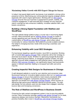 Maximizing Online Growth with SEO Expert Chicago for Success
