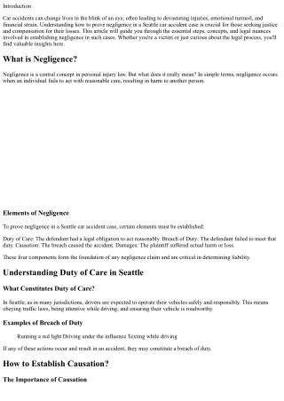 How to Prove Negligence in a Seattle Car Accident Case