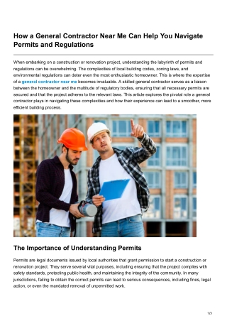 How a General Contractor Near Me Can Help You Navigate Permits and Regulations