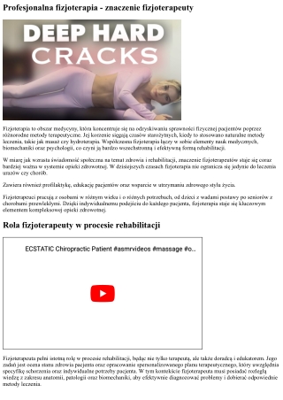 Naturopatia - Profesjonalna fizjoterapia - znaczenie fizjoterapeuty