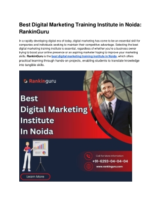 Best Digital Marketing Training Institute in Noida_ RankinGuru