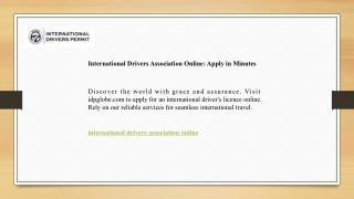 International Drivers Association Online Apply in Minutes