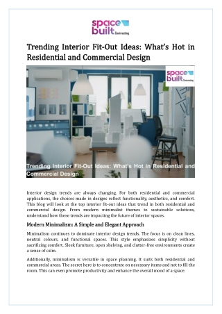 Trending Interior Fit-Out Ideas What’s Hot in Residential and Commercial Design