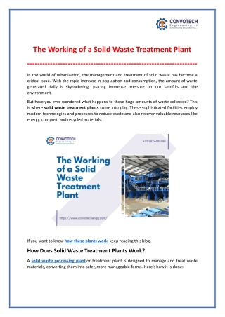 The Working of a Solid Waste Treatment Plant