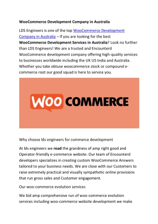 WooCommerce Development Company in Australia