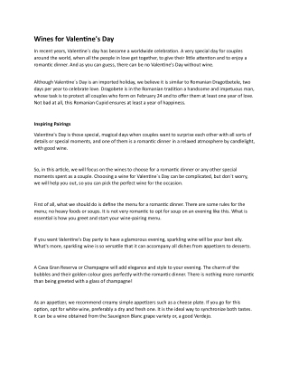 Wines for Valentine's Day