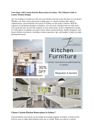 Your Space with Custom Kitchen Renovations in Sydney The Ultimate Guide to Luxury Kitchen Designs