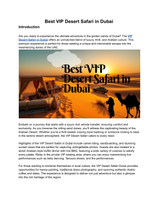Best VIP Desert Safari in Dubai