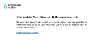 Thermostatic Mixer Showers  Bathroomnation.co.uk