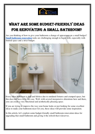 What Are Some Budget-Friendly Ideas for Renovating a Small Bathroom