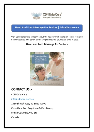 Hand And Foot Massage For Seniors  Cdneldercare.ca