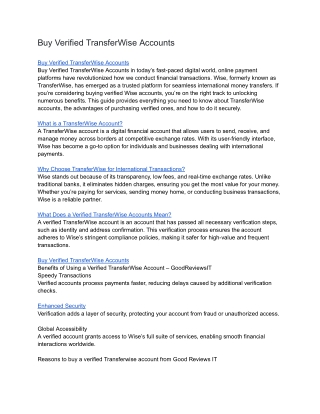 Buy Verified TransferWise Accounts