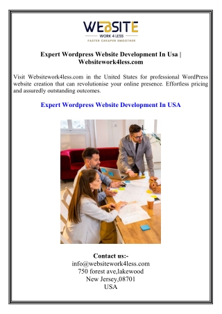 Expert Wordpress Website Development In Usa  Websitework4less.com