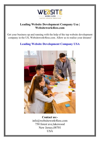 Leading Website Development Company Usa  Websitework4less.com