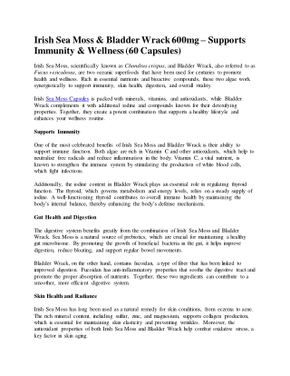 Irish Sea Moss & Bladder Wrack 600mg – Supports  Immunity & Wellness (60 Capsule