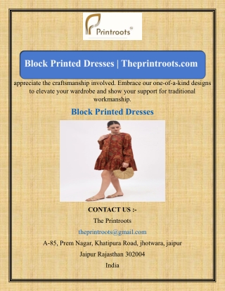 Block Printed Dresses  Theprintroots.com