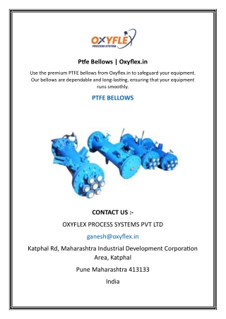 Ptfe Bellows  Oxyflex.in