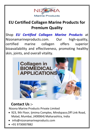 EU Certified Collagen Marine Products for Premium Quality