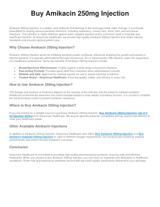 Buy Amikacin 250mg Injection