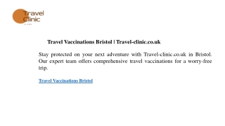Travel Vaccinations Bristol  Travel-clinic.co.uk
