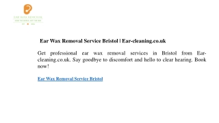 Ear Wax Removal Service Bristol Ear-cleaning.co.uk