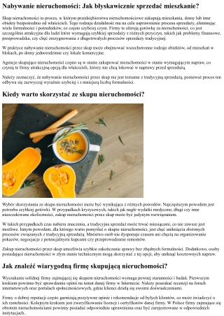 Nabywanie nieruchomości: Jak ekspresowo sprzedać działkę?