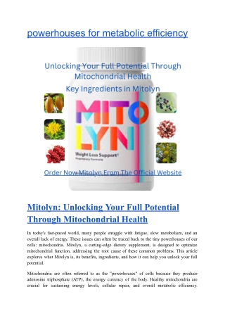 Mitolyn is a premium dietary supplement formulated with natural ingredients
