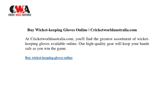 Buy Wicket-keeping Gloves Online Cricketworldaustralia.com