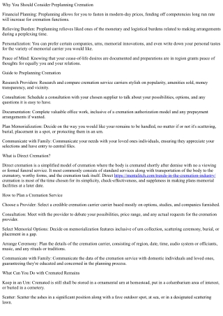 A Comprehensive Guide to Preplanning Cremation