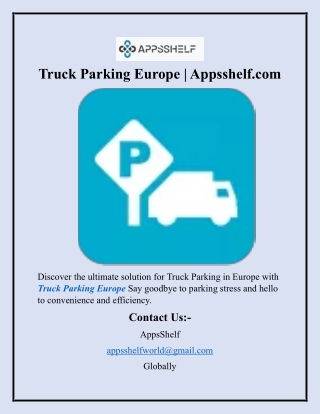 Truck Parking Europe  Appsshelf.com