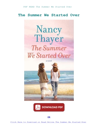 PDF READ The Summer We Started Over