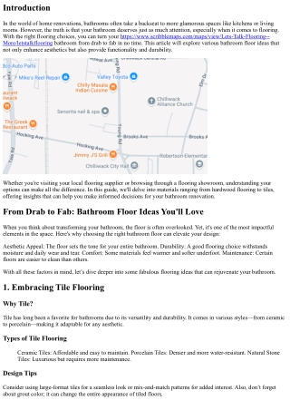 From Drab to Fab: Bathroom Floor Ideas You'll Love