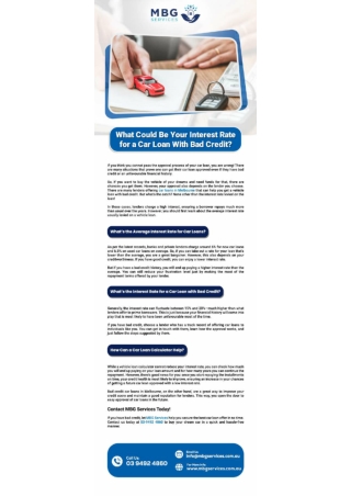 What Could Be Your Interest Rate for a Car Loan With Bad Credit?