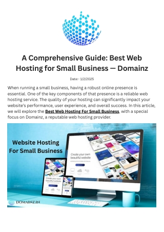 A Comprehensive Guide Best Web Hosting for Small Business — Domainz