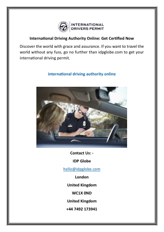 International Driving Authority Online: Get Certified Now