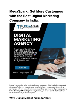 MegaSpark:  Get More Customers with the Best Digital Marketing Company in India