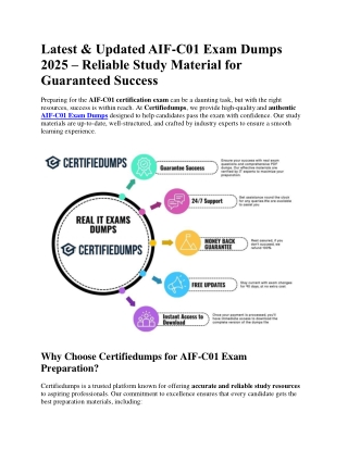 Latest & Updated AIF-C01 Exam Dumps 2025 – Reliable Study Material for Guaranteed Success