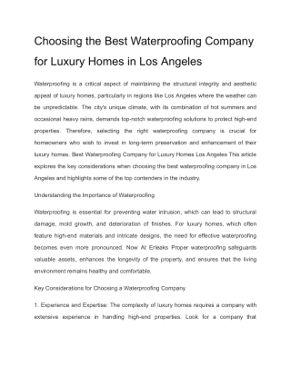 Best Waterproofing Company for Luxury Homes Los Angeles article