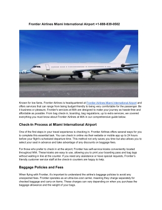 _   Frontier Airlines Miami International Airport