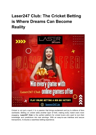 Laser247 Club_ The Cricket Betting is Where Dreams Can Become Reality