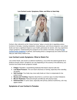 What is a dangerously low cortisol level?