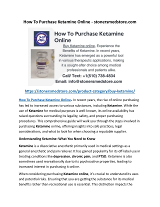 How To Purchase Ketamine Online - stonersmedstore