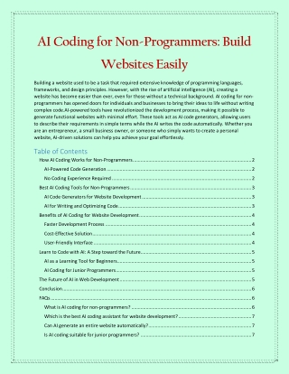 AI Coding for Non-Programmers Build Websites Easily