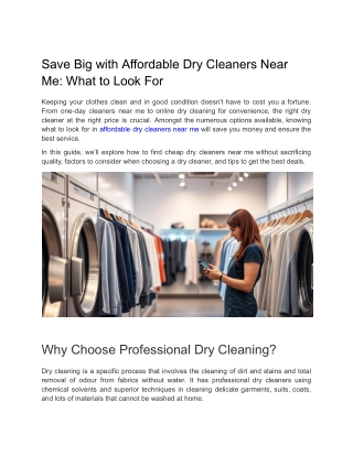 Save Big with Affordable Dry Cleaners Near Me_ What to Look For