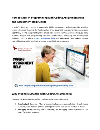 How to Excel in Programming with Coding Assignment Help and Assessment Help Online