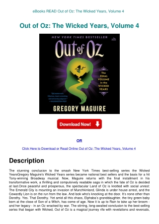 eBooks READ Out of Oz The Wicked Years  Volume 4