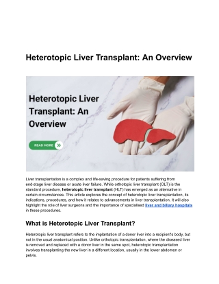 Heterotopic Liver Transplant: An Overview