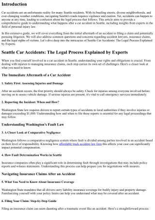 Seattle Car Accidents: The Legal Process Explained by Experts