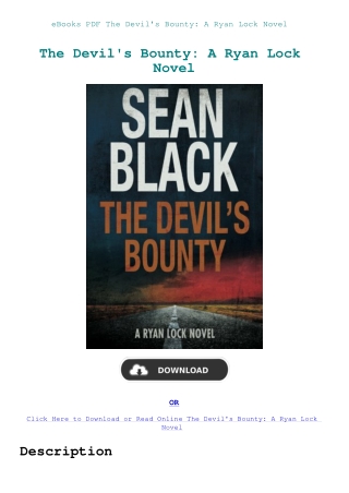 eBooks PDF The Devil's Bounty A Ryan Lock Novel